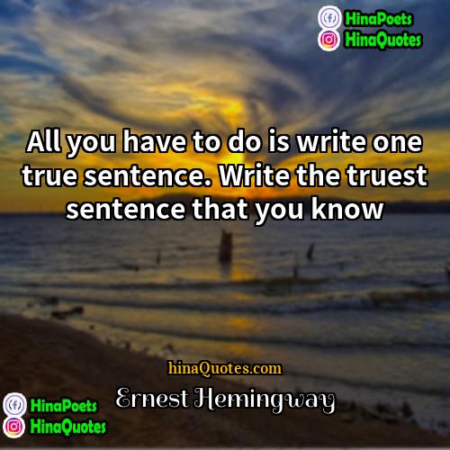Ernest Hemingway Quotes | All you have to do is write